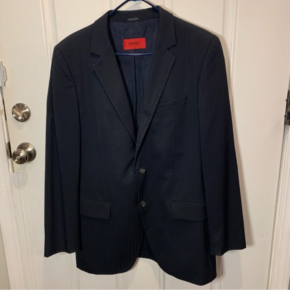 Hugo Boss Ados Virgin Wool Button Pinstripe Business Sport Coat Blazer Jacket